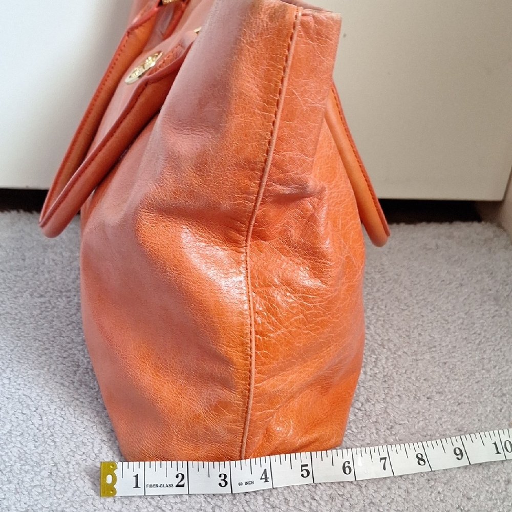 Tory Burch Orange Structured Leather Tote - Picture 5 of 12